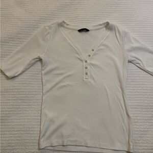 Banana Republic Cream White Sleeve Henley